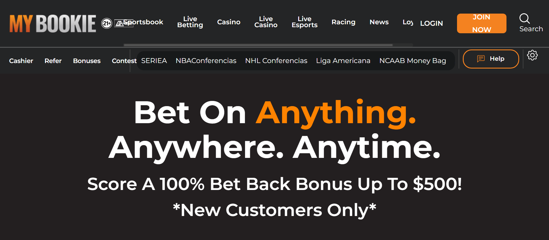 Platform view of MyBookie combining sportsbook and casino with quick cashouts