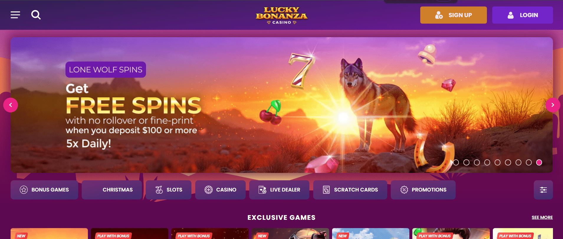 Snapshot of Lucky Bonanza highlighting slot-focused play and quick US payouts
